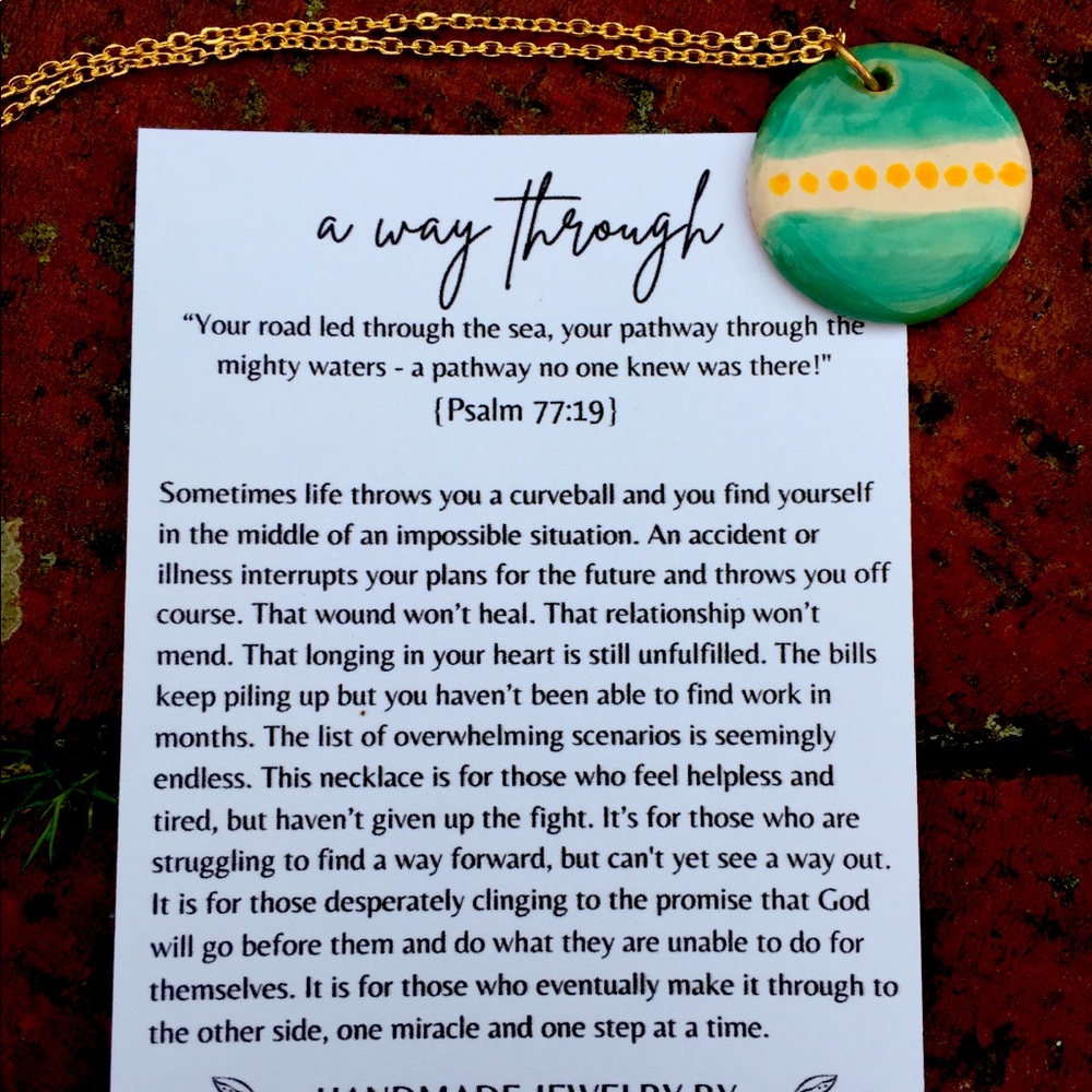Handmade Ceramic Pendant with story card